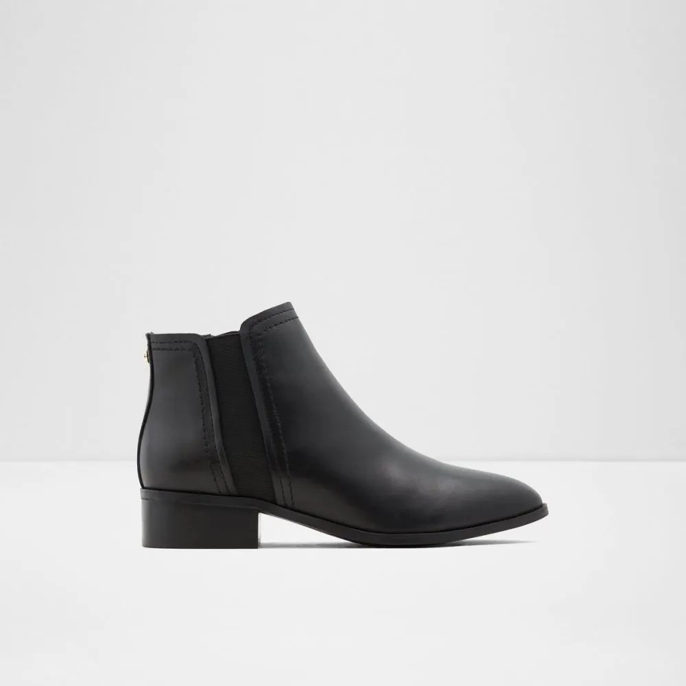 Aldo Larecaja Boot Black Leather Short Ankle Chelsea Booties
